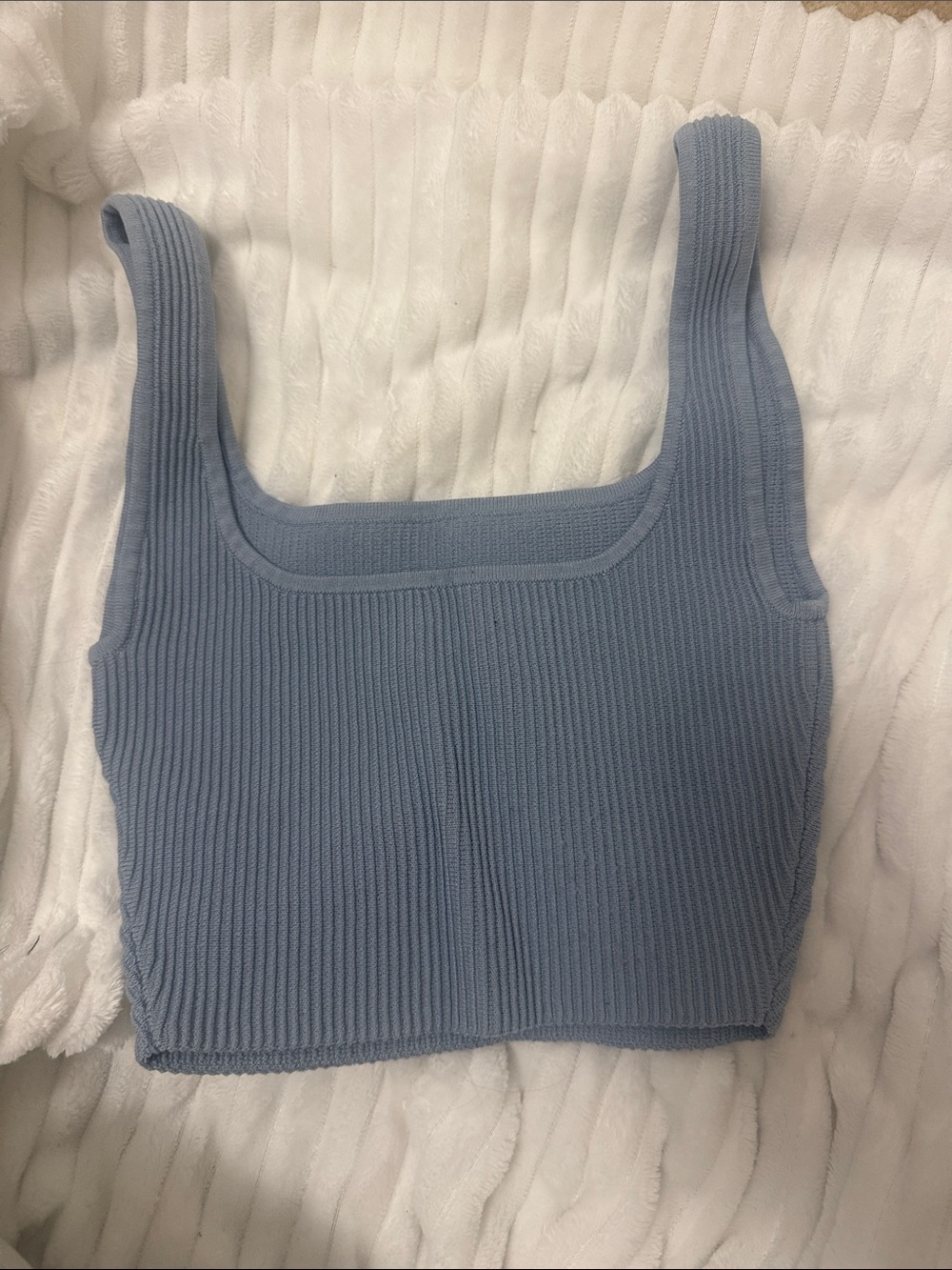 Babaton Light Blue Ribbed Square-Neck Crop Tank - Picture 2 of 2